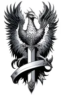 a phönix with a dagger tattoo design idea