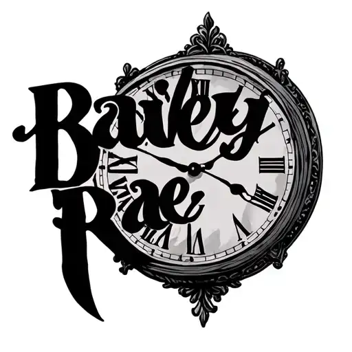 "Bailey-Rae" grandfather clock tattoo design idea