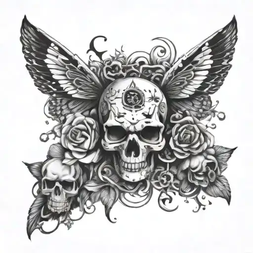 evolution theory, black and white, detailed, punk rock inspired tattoo design idea