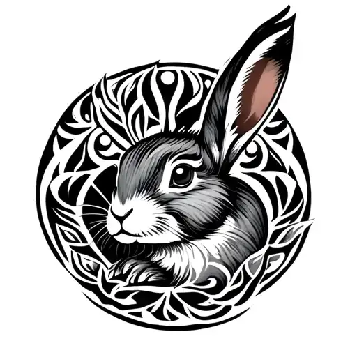 Rabbit maori tribal design tattoo design idea