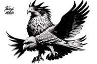 hawk with wings that fade into tamuku tattoo design idea