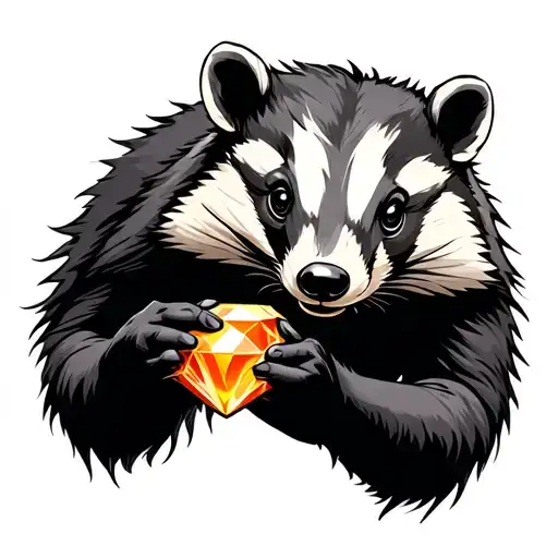 badger holding gem tattoo design idea