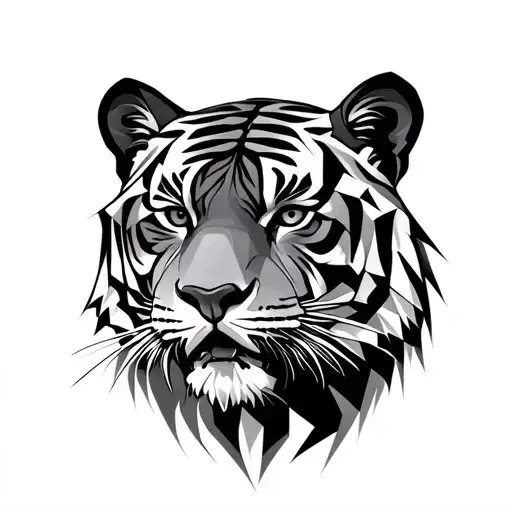 tiger face with geometric design tattoo design idea