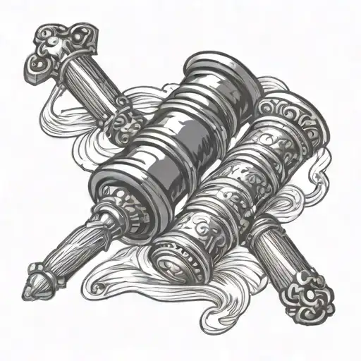 barber pole with gavel and bible tattoo design idea