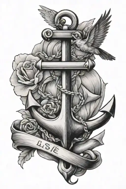 anchor, st christopher, cardinal bird tattoo design idea