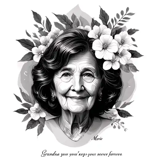 A silent thought, a secret tear , keeps your memory forever near , in our hearts forever, Grandma Marie  tattoo design idea