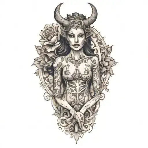 petite,nude,sexy,beautifull,full body,female,worrior,demon,anatomically correct,realism tattoo design idea