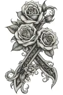 roses cross tattoo design idea