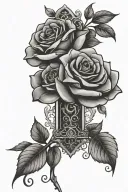 roses cross tattoo design idea