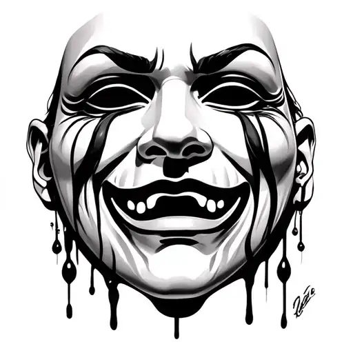 crying mask tattoo design idea