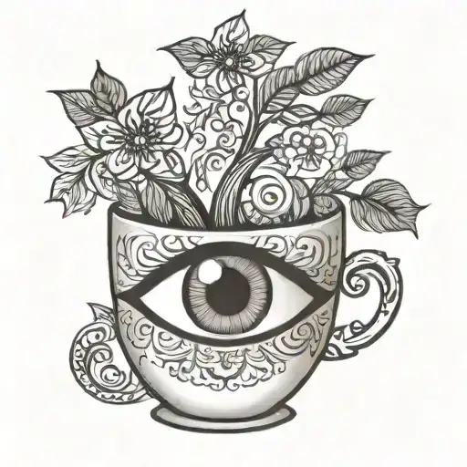 ceder tree wave arabian coffee glass cup sun evil eye pinky promise generate them in a small tattoo tattoo design idea
