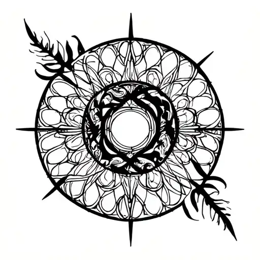 Shadow Self in the sense of carl jungs archetypes in fractal shapes and infinite fibonacci sacred geometry tattoo design idea