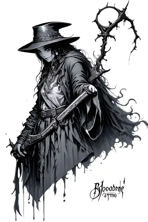 Bloodborne Hunter and Doll tattoo design idea