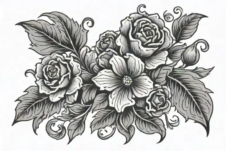 traditional Czech floral design tattoo design idea