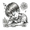 a sad kid crying tattoo design idea