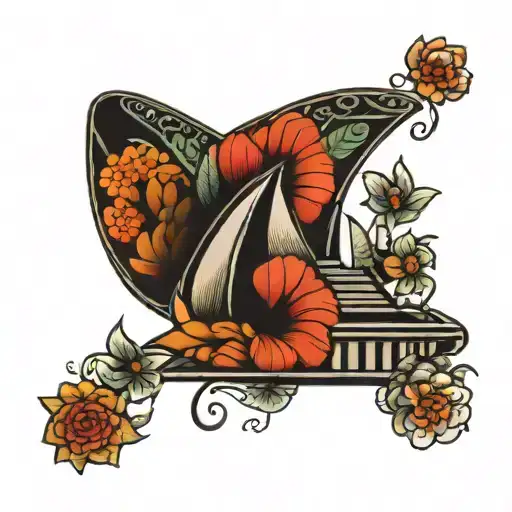 sydney opera house surrounded by aboriginal flowers tattoo design idea