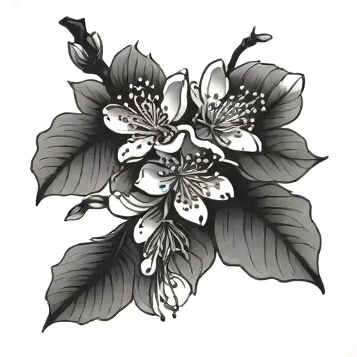 Thick cherry blossom branch tattoo design idea