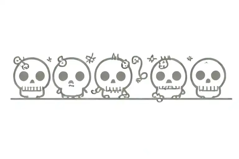 kawaii skulls tattoo design idea