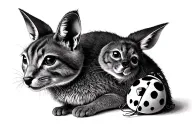 cat, kangaroo, ladybug tattoo design idea