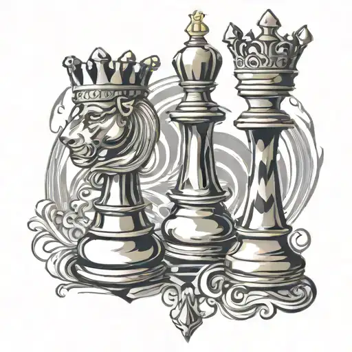 chess king and queen abstract design tattoo design idea