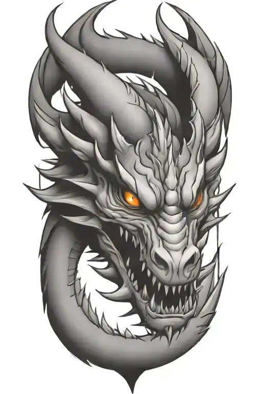 midevil dragon face tattoo design idea