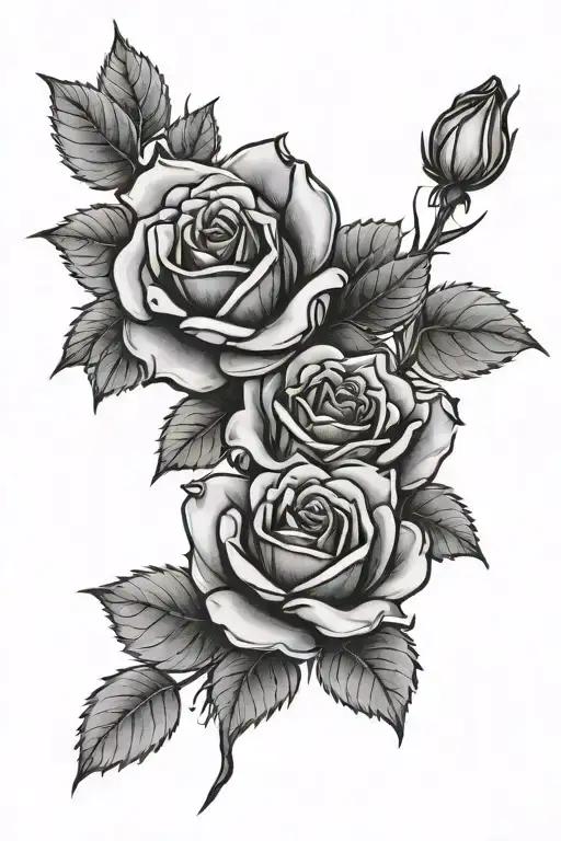 three red rose black ink tattoo tattoo design idea
