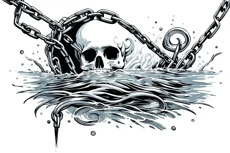 Doubt, Twenty One Pilots, Chains, Swirls, Overcoming Depression, Drowning, Self-Doubt tattoo design idea