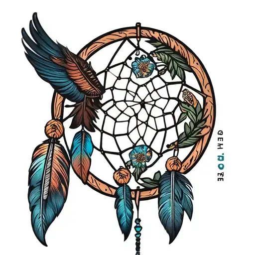 dream catcher with foo fighters logo tattoo design idea
