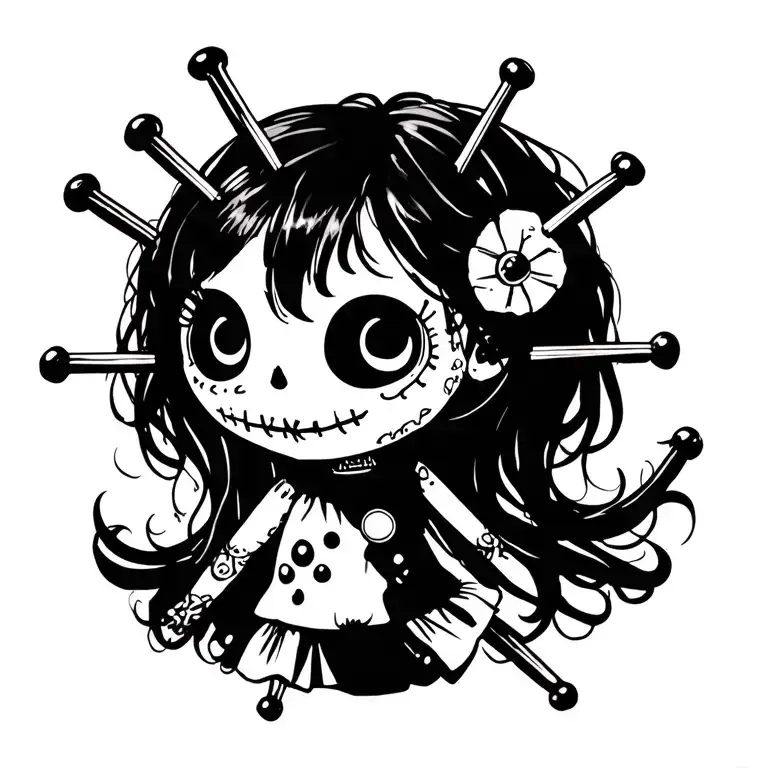 voodoo doll with pins tattoo design idea