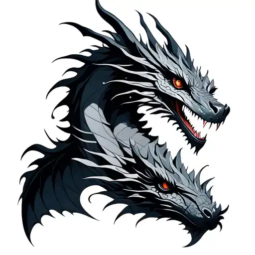 cyber sigilism Dragon tattoo design idea