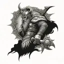 viking theme arm sleeve tattoo design idea