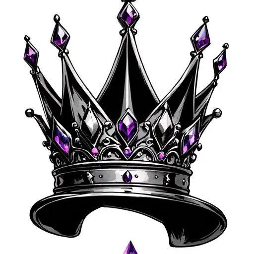 black gothic crown with alexandrite gems tattoo design idea