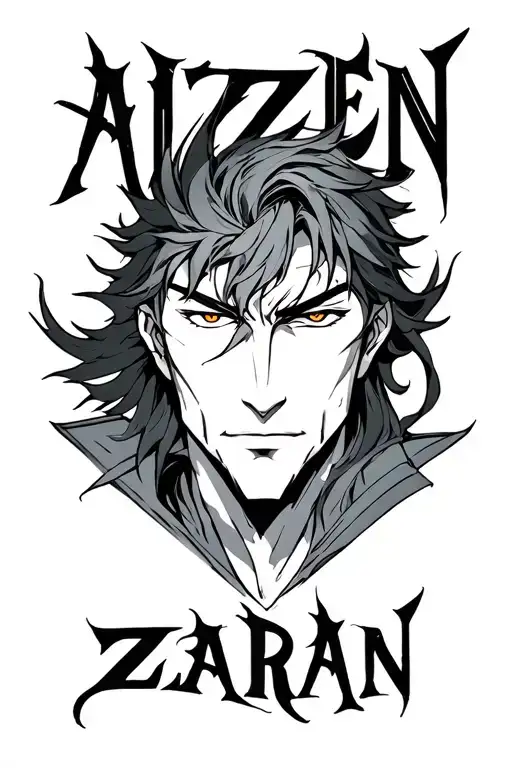 aizen and Zaran name written tattoo design idea