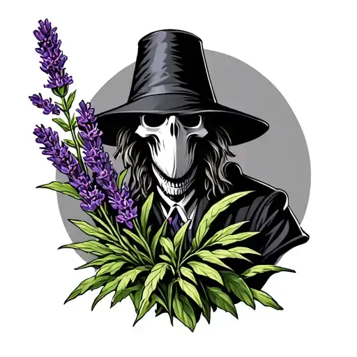 full plague doctor and lavender plant you can design tattoo design idea