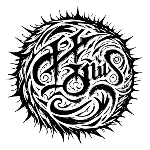 Tribal fine long lightning dark lettering big black work dark works bioorganic roots ornaments swirly spiky  cybertribal tattoo design idea