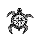turtle with navigation compass tattoo design idea