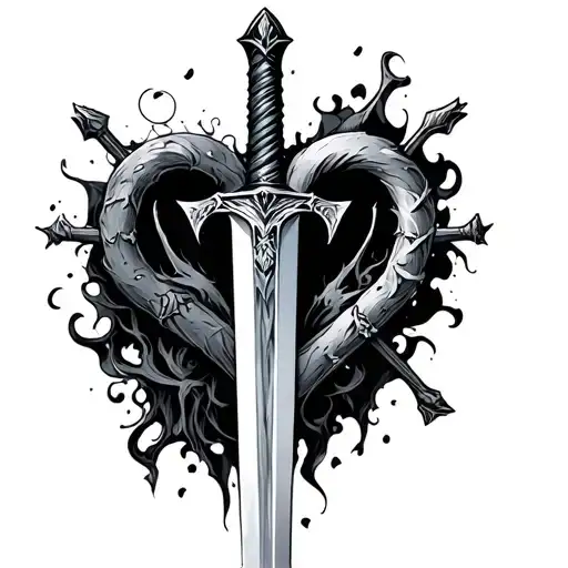 sword love pain hurt torture tattoo design idea