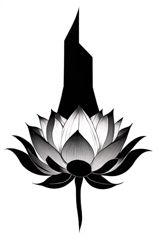Lotus flower with geometric ornamental details tattoo design idea