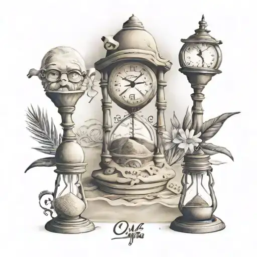 sand clock Olaf, Grandpa, Grandma Achim tattoo design idea