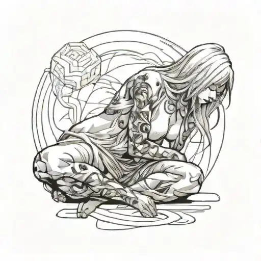 nude woman sitting alone tattoo design idea