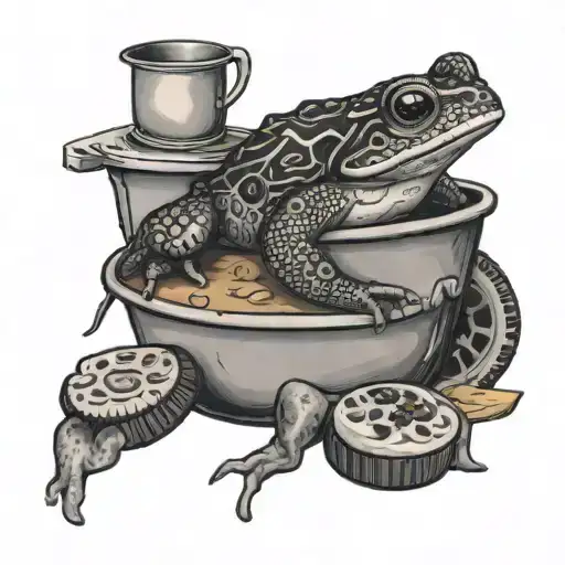 oreo and a toad and a bucket tattoo design idea