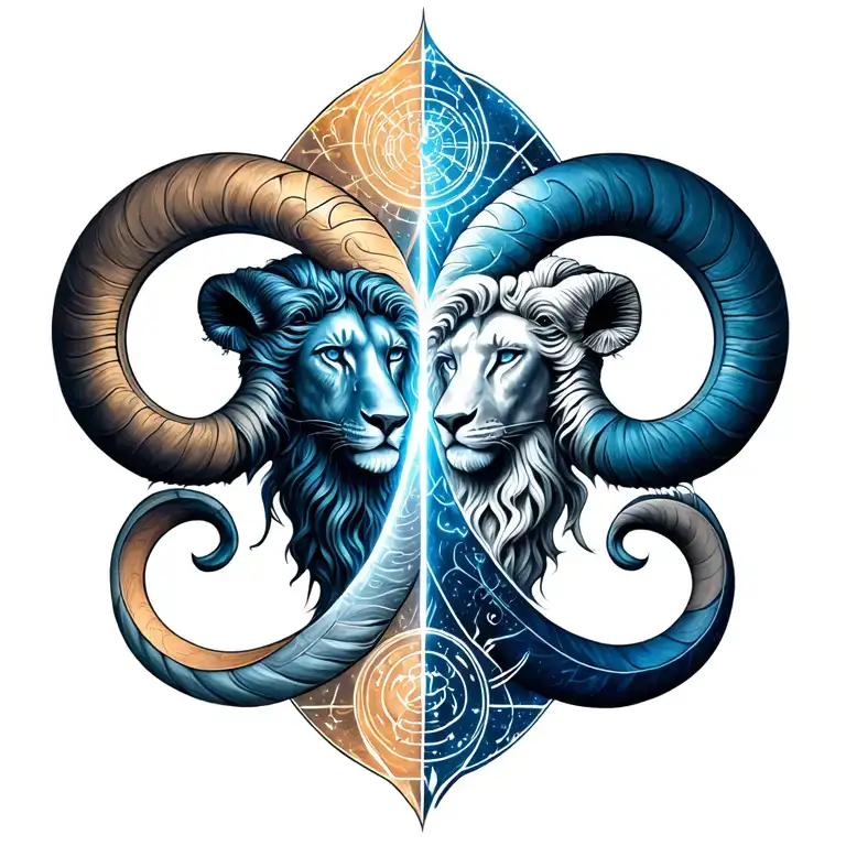 zodiac signs intertwined Aquarius Leo Gemini Aries tattoo design idea