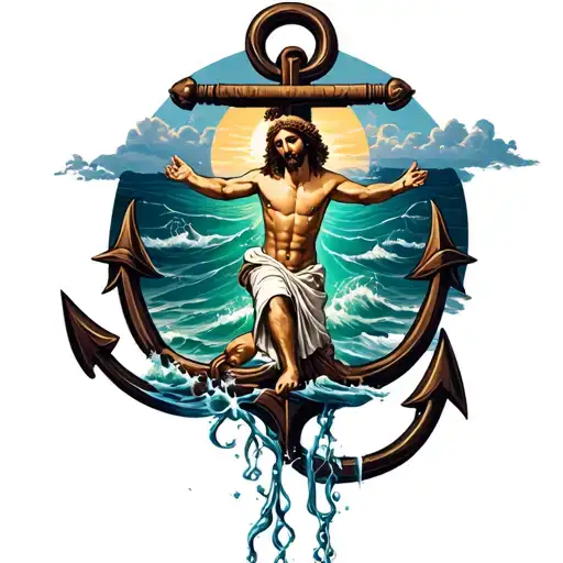 "Yesterday ended last night" Anchor being lifted by jesus tattoo design idea