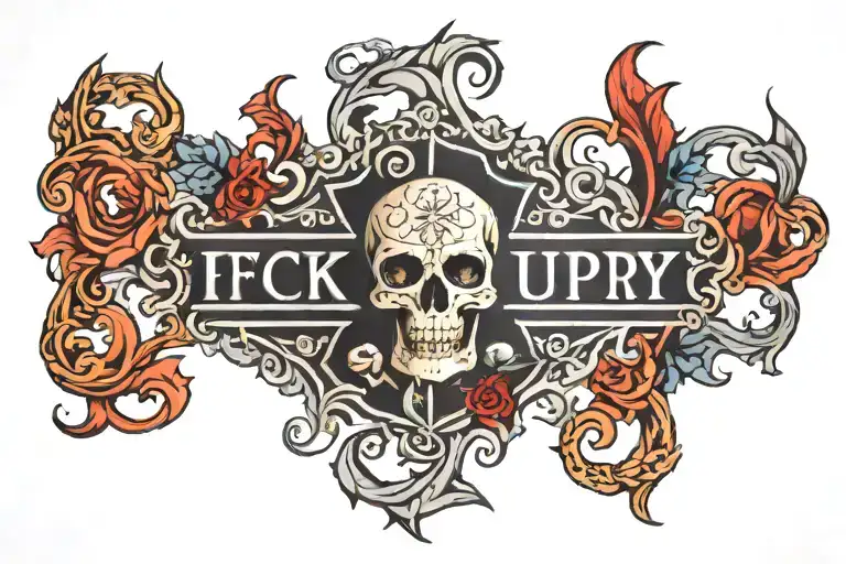F*ck Murphy Law in gothic letters tattoo design idea