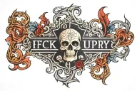 F*ck Murphy Law in gothic letters tattoo design idea