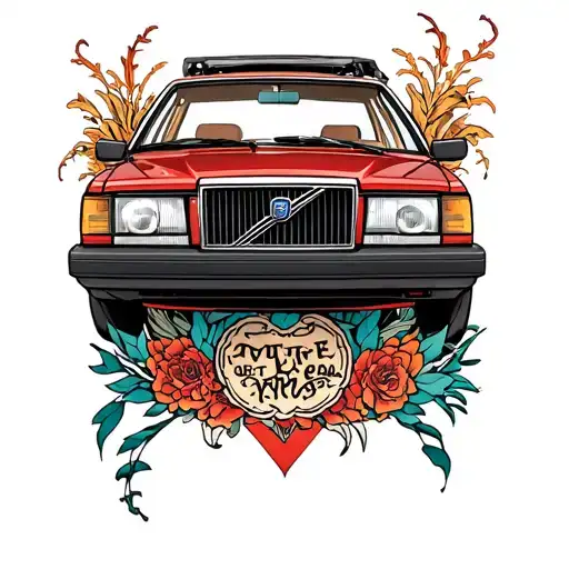 Volvo 740 old school tattoo design idea