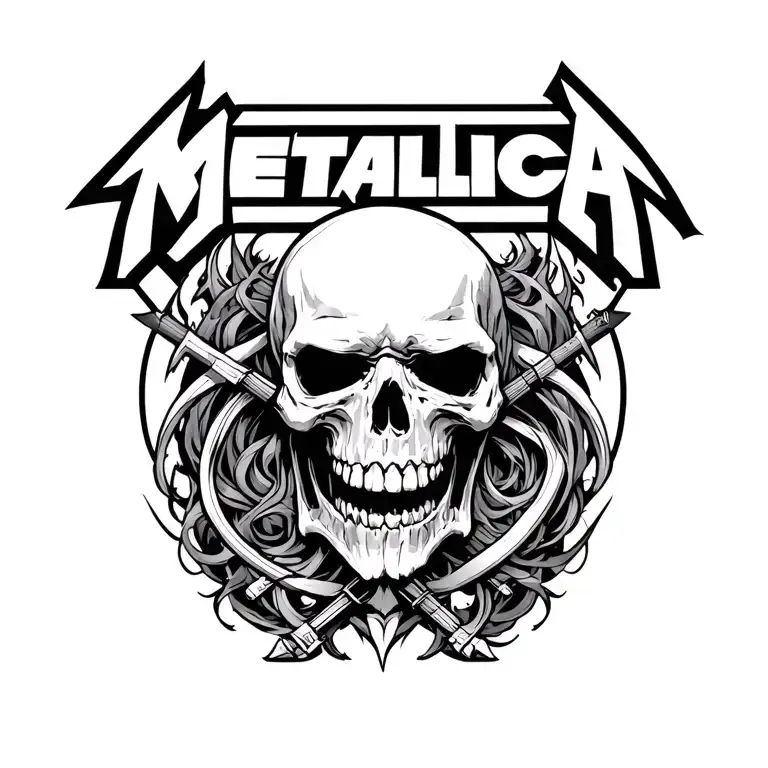 metallica logo inspired cover up tattoo design idea