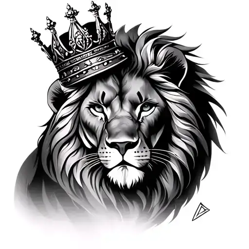 female lion wearing a crown tattoo design idea