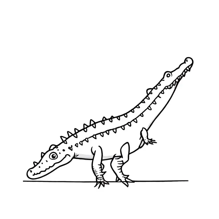 crocodile long cartoon style tattoo simple and cute tattoo design idea