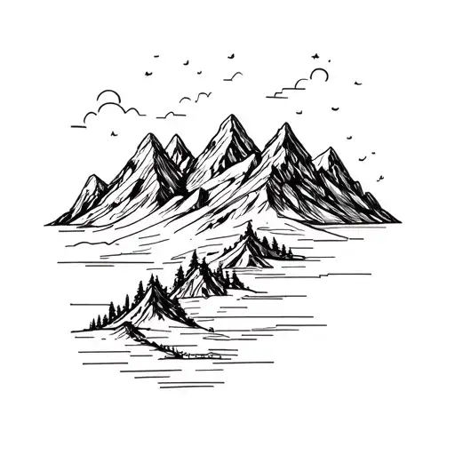 Mountains and growth mindset tattoo design idea